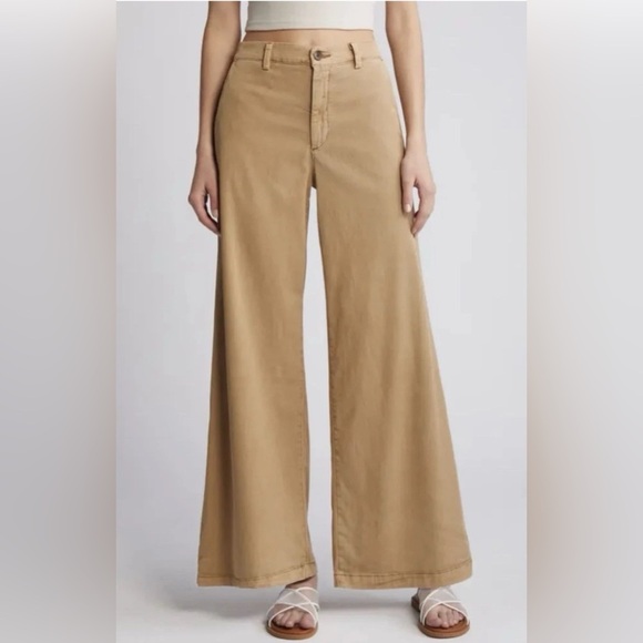 Ag Adriano Goldschmied Pants - AG-Caden-Wide Leg-Trouser Pants-High Rise-Classic-Office-Casual-Tan-Sz 27